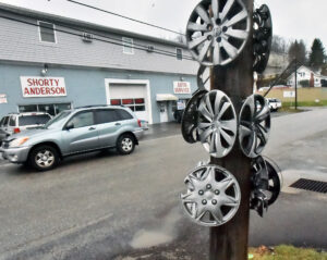 Hubcaps on a pole: Spring is coming to Morgantown